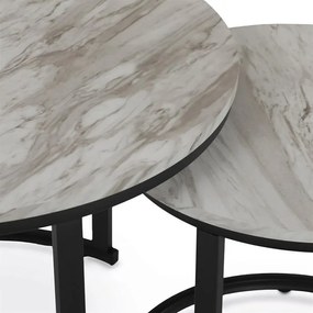 Dohányzóasztal 70×70 cm, MDF, Márvány Mintás Fehér. CT-X7122 WT