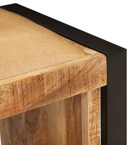 Tároló pad vászonnal 80x35x40 cm Tömör durva mangófából