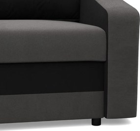 Hewlet sarokkanapé, 2 ágyneműtartóval, szövet anyag, univerzális oldal, hab töltet, szürke - fekete