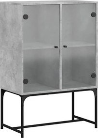 vidaXL betonszürke kisszekrény üvegajtókkal 69x37x100 cm