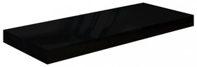 magasfényű fekete MDF lebegő fali polc 60 x 23,5 x 3,8 cm