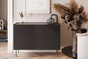 Desin 120 2D2SZ kétajtós fiókos komód polcokkal 120 2D2SZ - matt fekete / nagano-tölgy