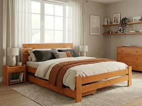 PARIS magasított ágy 140x200 cm, égerfa Ágyrács: Léces ágyrács, Matrac: Deluxe 10 cm matrac