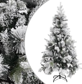 vidaXL PVC/PE karácsonyfa pelyhes hóval és tobozokkal 225 cm