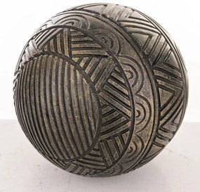 Avila design rejtélyes faragott gömb asztali dekorációs szobor barna műanyag 10x10x10cm