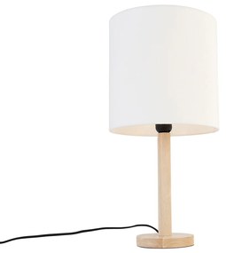 Vidéki asztali lámpa fa fehér búrával - Mels