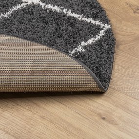 PAMPLONA fekete és krém bolyhos modern szőnyeg Ø 240 cm