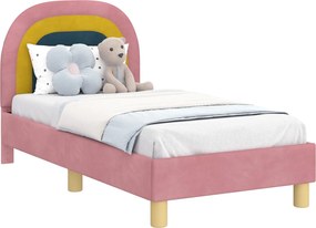 vidaXL Gyerekágy keret fejtámlával Rózsaszín 70 x 140 cm Bársony
