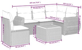 6 részes szürke polyrattan kerti ülőgarnitúra párnákkal