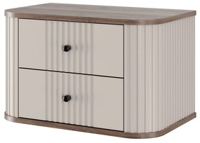 Vesper függő éjjeliszekrény készlet 56 cm - kasmír / diófa / fekete fogantyúk