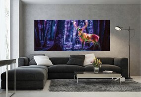 Fotótapéta Varázslatos szarvas lila erdei éjszaka fantázia 250x104 +ragasztó