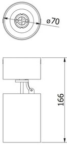 Lámpa Mennyezeti lámpatest FARGO 2, aluminium,, 70x166mm, IP20, max 20W, kör, fekete