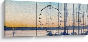 Kép - Csónakázás, akvárium (órával) (90x30 cm)