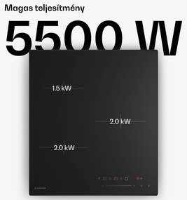 Klarstein Velaire indukciós főzőlap, elegáns, minimalista, kompakt, 3 főzőzóna, 5500 W, 45 cm