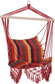 Outsunny Függő HintaSzék Pamut-Poliészter Keverékben, 100 kg Terhelhetőség, Beltéri és Kültéri Teraszra 100x60x100 cm, Több színű | Aosom