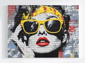 Vászonkép Canvas Fal Tégla Graffiti Nő Stílus Divat 100x75