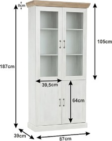 vitrines szekrény, északi sosna/vadtölgy, ROYAL W4D