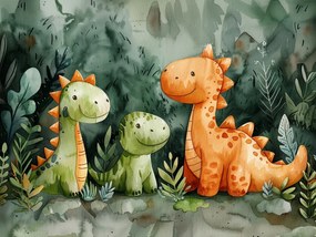 Vászonkép Canvas Akvarell Dinoszauruszok Család Anya Apa Portré 100x75