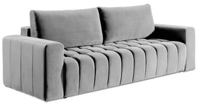 Világosszürke bársony kinyitható-tárolóhelyes kanapé 247 cm Lazaro – ELTAP