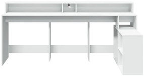 fehér szerelt fa íróasztal LED-világítással 200 x 104 x 91 cm