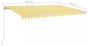 sárga és fehér kézzel kihúzható LED-es napellenző 500x350 cm