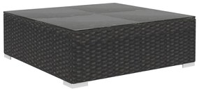 9-részes fekete polyrattan kerti bútorszett párnákkal