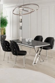Rigel étkezőgarnitúra, fekete márvány-króm, 130 cm – TR240CHR2239