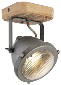 Ipari reflektor lámpa acélból és fával, dönthető - Emado