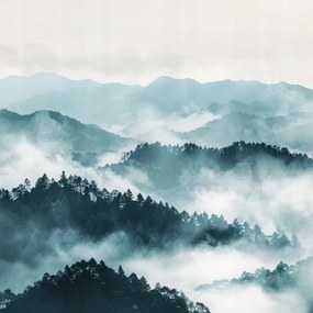 Vászonkép Canvas Tájkép Kilátás Szabadtéri Erdő Hegyek Fák Köd 40x40