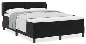 Boxspring Ágy Mattal Fekete 140x190 cm Bársony