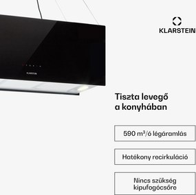 Klarstein Kronleuchter XL, mennyezeti páraelszívó, 90 cm, 590 m³/ó, LED, érintőképernyős, fekete