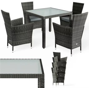 Deuba Berlin 1+4 rattan kerti garnitúra - szürke/antracit