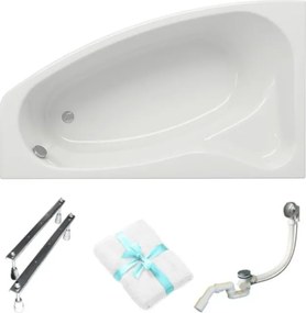 Aszimmetrikus kád Cersanit Sicilia 170x100 Bal láb szifon törölköző