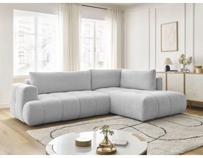 Világosszürke kinyitható-tárolóhelyes sarokkanapé (jobb oldali-L alakú) Fuji – Bobochic Paris