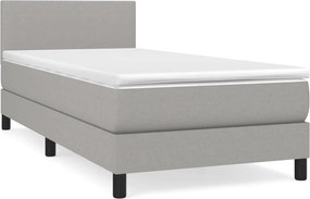 vidaXL világosszürke szövet rugós ágy matraccal 90 x 200 cm