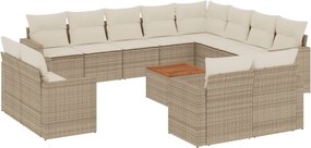 vidaXL 13 részes bézs polyrattan kerti ülőgarnitúra párnákkal