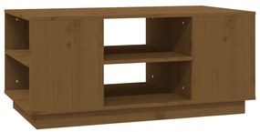 Mézbarna tömör fenyőfa dohányzóasztal 90x49x40,5 cm