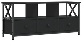 fekete szerelt fa és vas TV-szekrény 102 x 33 x 45 cm
