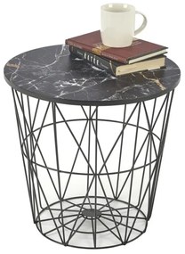 HARISSA konferenciás asztal 41x42 cm fekete/márvány dekor