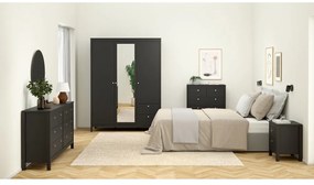 Fekete ruhásszekrény tükörrel 150x199x58 cm Madrid – Tvilum