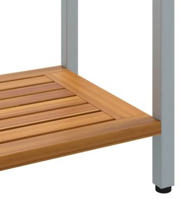 Kültéri Asztal Természetes és Szürke 35x80x75 cm Tömör Fa és Acél