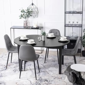 Étkezőgarnitúra 4 db székkel. Bővíthető asztal HARRY 102-142 cm 4 db. Szürke Eco-bőr székkel. ARIS