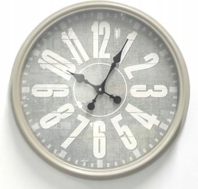 Szürke Jól Olvasható Falióra Retro Loft 43 cm Számlap Lenvászon