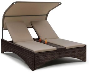 Blumfeldt Eremitage Double Lounger, kétszemélyes napozóágy, alumínium / rattan, barna