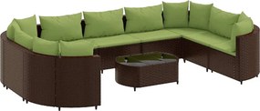 vidaXL 10 részes barna polyrattan kerti ülőgarnitúra párnákkal