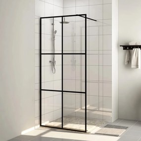 Fekete zuhanyfal átlátszó ESG üveggel 80 x 195 cm