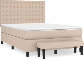 vidaXL cappuccino színű műbőr rugós ágy matraccal 140 x 190 cm