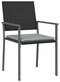 6 db fekete polyrattan kerti szék párnával 54x62,5x89 cm