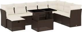 vidaXL 9 részes barna polyrattan kerti ülőgarnitúra párnákkal