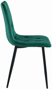 Sötétzöld bársony étkezőszék LIBRA fekete lábakkal